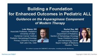 Building a Foundation for Enhanced Outcomes in Pediatric ALL: Guidance on the Asparaginase Component of Modern Therapy