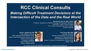 RCC Clinical Consults: Making Difficult Treatment Decisions at the Intersection of the Data and the Real World