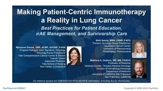 Making Patient-Centric Immunotherapy a Reality in Lung Cancer: Best Practices for Patient Education, irAE Management, and Survivorship Care