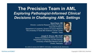 The Precision Team in AML: Exploring Pathologist-Informed Clinical Decisions in Challenging AML Settings
