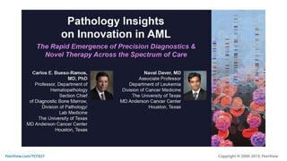 Pathology Insights on Innovation in AML: The Rapid Emergence of Precision Diagnostics & Novel Therapy Across the Spectrum of Care