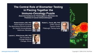 The Central Role of Biomarker Testing in Piecing Together the Immuno-Oncology Puzzle: Essential Guidance for Pathologists to Maximize the Potential of Cancer Immunotherapies