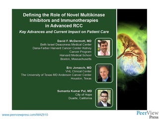 Defining the Role of Novel Multikinase Inhibitors and Immunotherapies in Advanced RCC: Key Advances and Current Impact on Patient Care