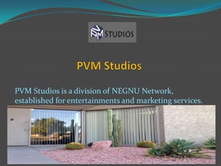 PVM Studios is a division of NEGNU Network,
established for entertainments and marketing services.
 