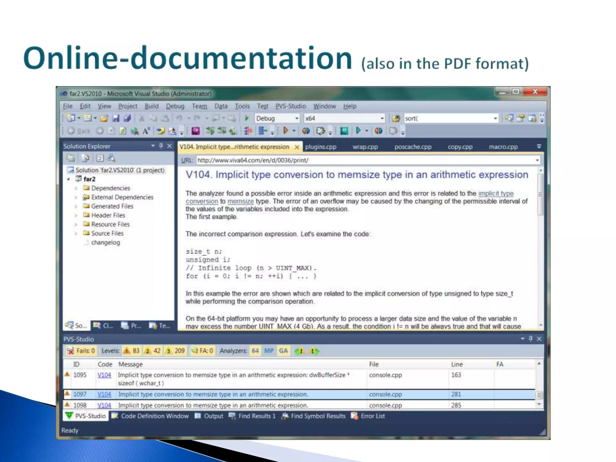 Online-documentation (also in the PDF format) 
