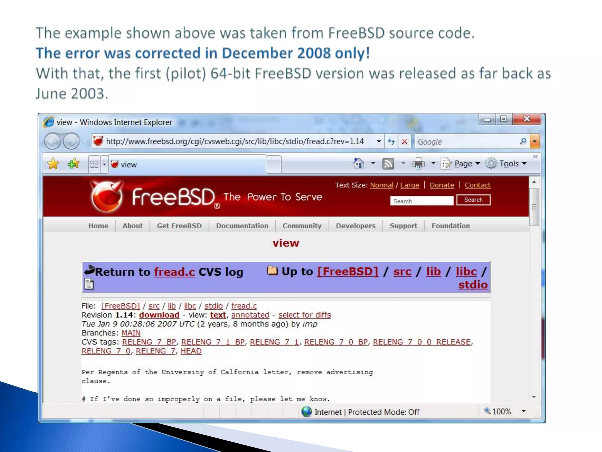 Overflow in arithmetic expressions in which 32-bit and 64-bit data types are used togetherptrdiff_t UnsafeCalcIndex(int x, int y, int width) {return x + y * width;}...intdomainWidth = 50000;intdomainHeght = 50000; for (int x = 0; x != domainWidth; ++x) for (int y = 0; y != domainHeght; ++y) array[UnsafeCalcIndex(x, y, domainWidth)] = 1;This code cannot fill correctly the array, which consists of 50000*50000 elements. During calculation of the expression "x + y * width"overflow occurs, and, as a result, outbounds the array limits.