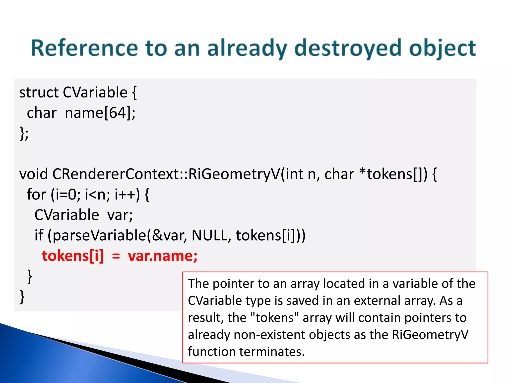 Here are samples of errors the general-purpose analyzer can detect