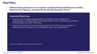 Differentiating Decisions in Transplant-Ineligible Relapsed/Refractory DLBCL: What Are Our Options, and How Do We Choose Between Them?