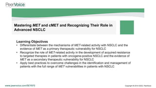 Mastering MET and cMET and Recognizing Their Role in Advanced NSCLC