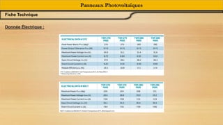 Panneaux Photovoltaïques
Fiche Technique
Donnée Électrique :
 