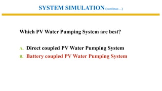 Dynamic modeling of photovoltaic (PV) fed water pumping system for ...