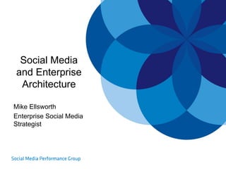 Social Media
and Enterprise
Architecture
Mike Ellsworth
Enterprise Social Media
Strategist
 