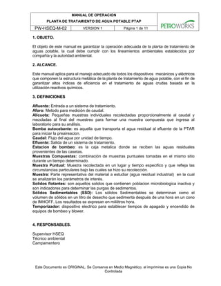 PW-HSEQ-M-02 Manual de Operación Planta de Tratamiento de Agua Potable ...
