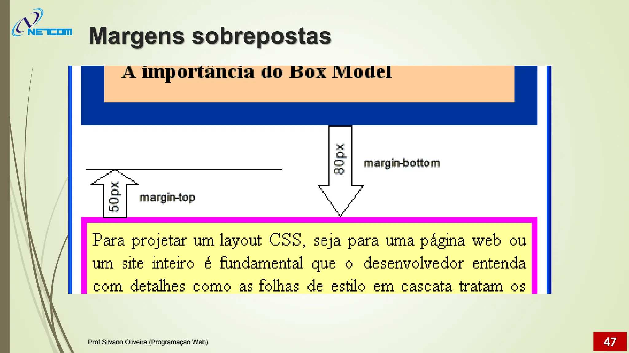 Margens sobrepostas
Prof Silvano Oliveira (Programação Web) 47
 