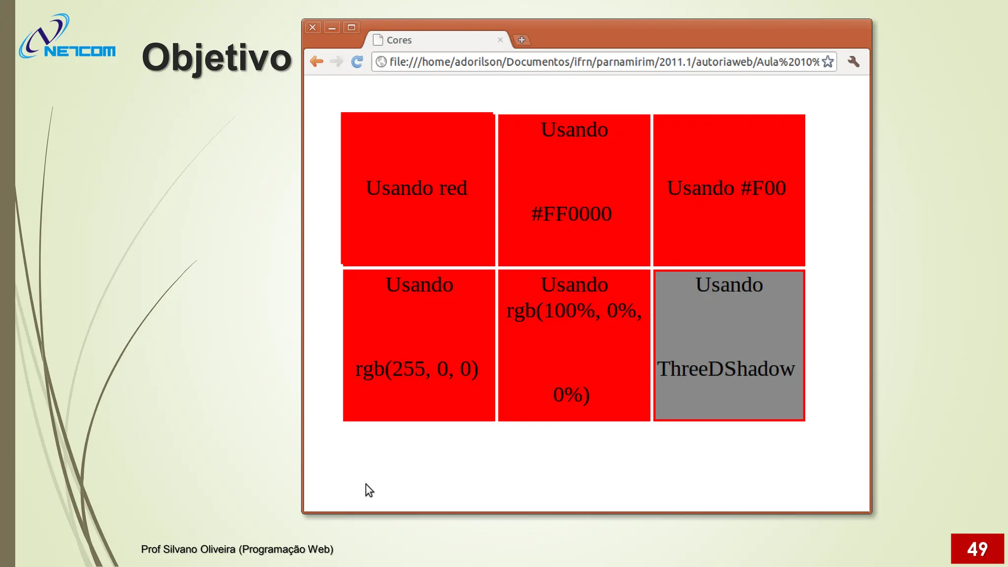 Objetivo final
Prof Silvano Oliveira (Programação Web) 49
 