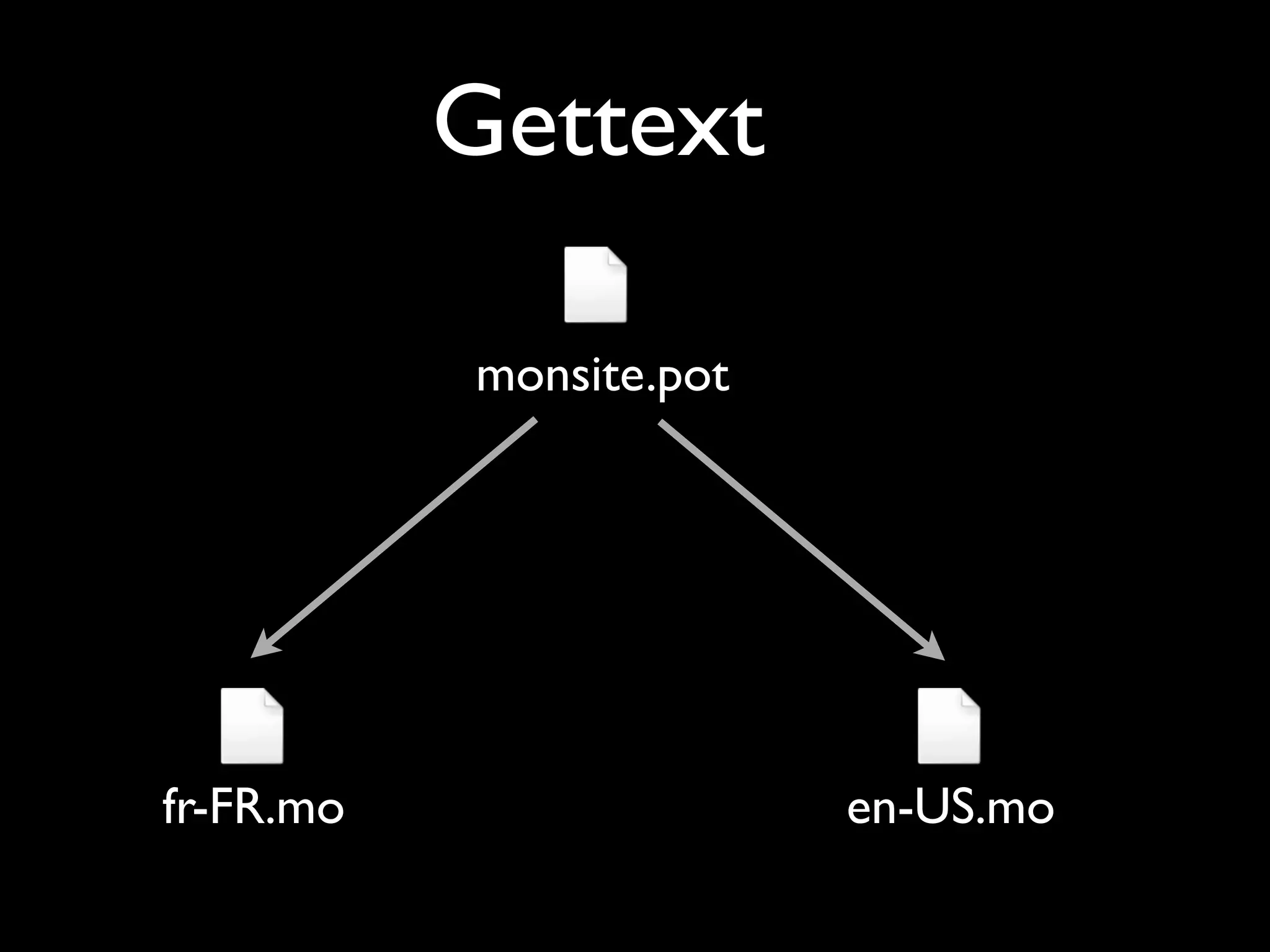 Gettext

           monsite.pot




fr-FR.mo                 en-US.mo
 