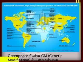 Greenpeace คันค้าน GM (Genetic
Modification) ในแทบทุกประเทศ
 