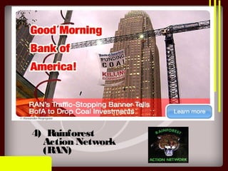 4) Rainforest
Action Network
(RAN)
 