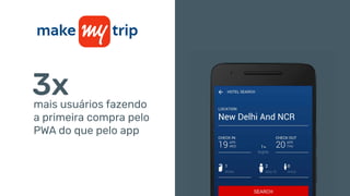 3xmais usuários fazendo
a primeira compra pelo
PWA do que pelo app
 