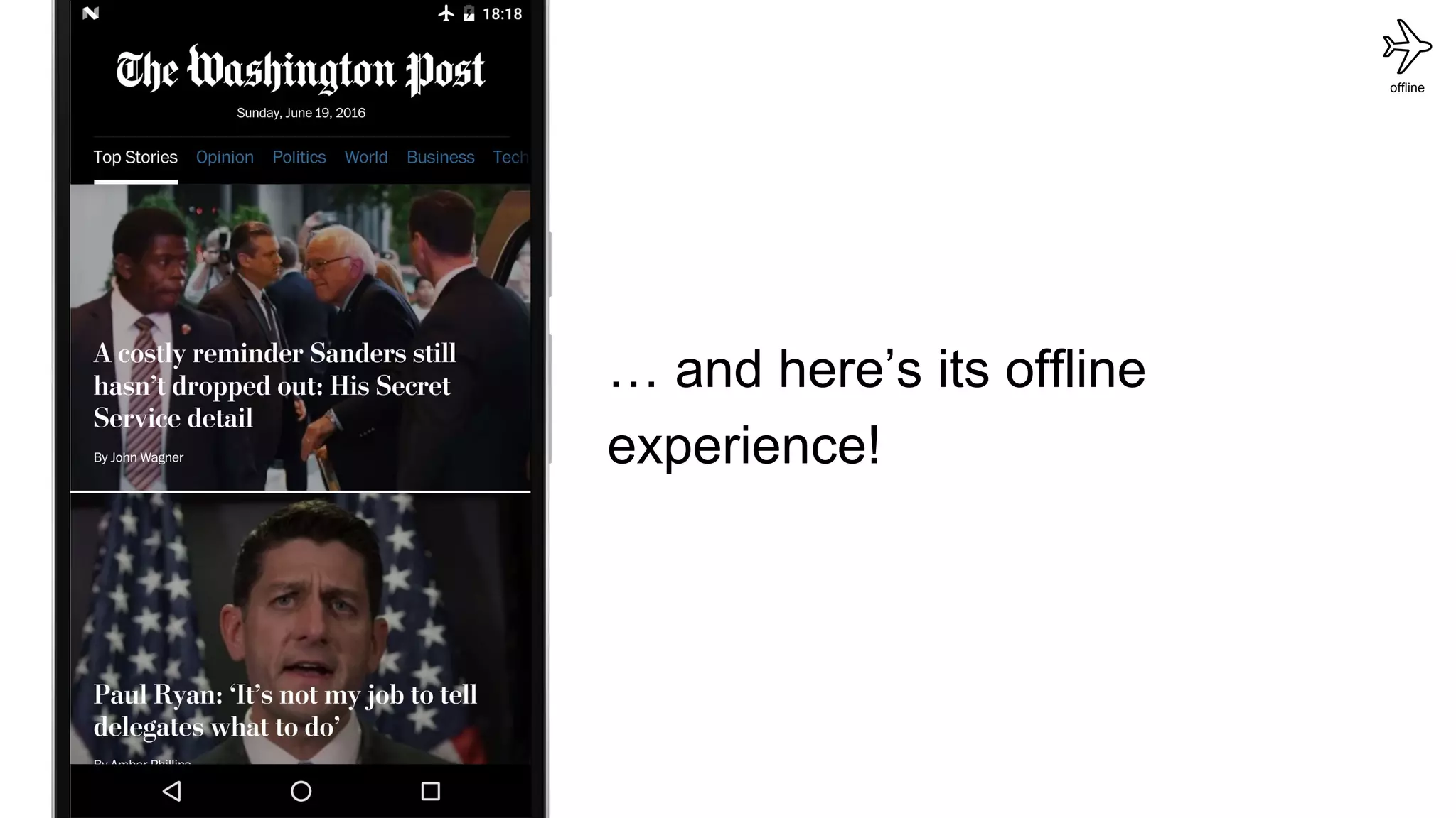 offline
… and here’s its offline
experience!
 