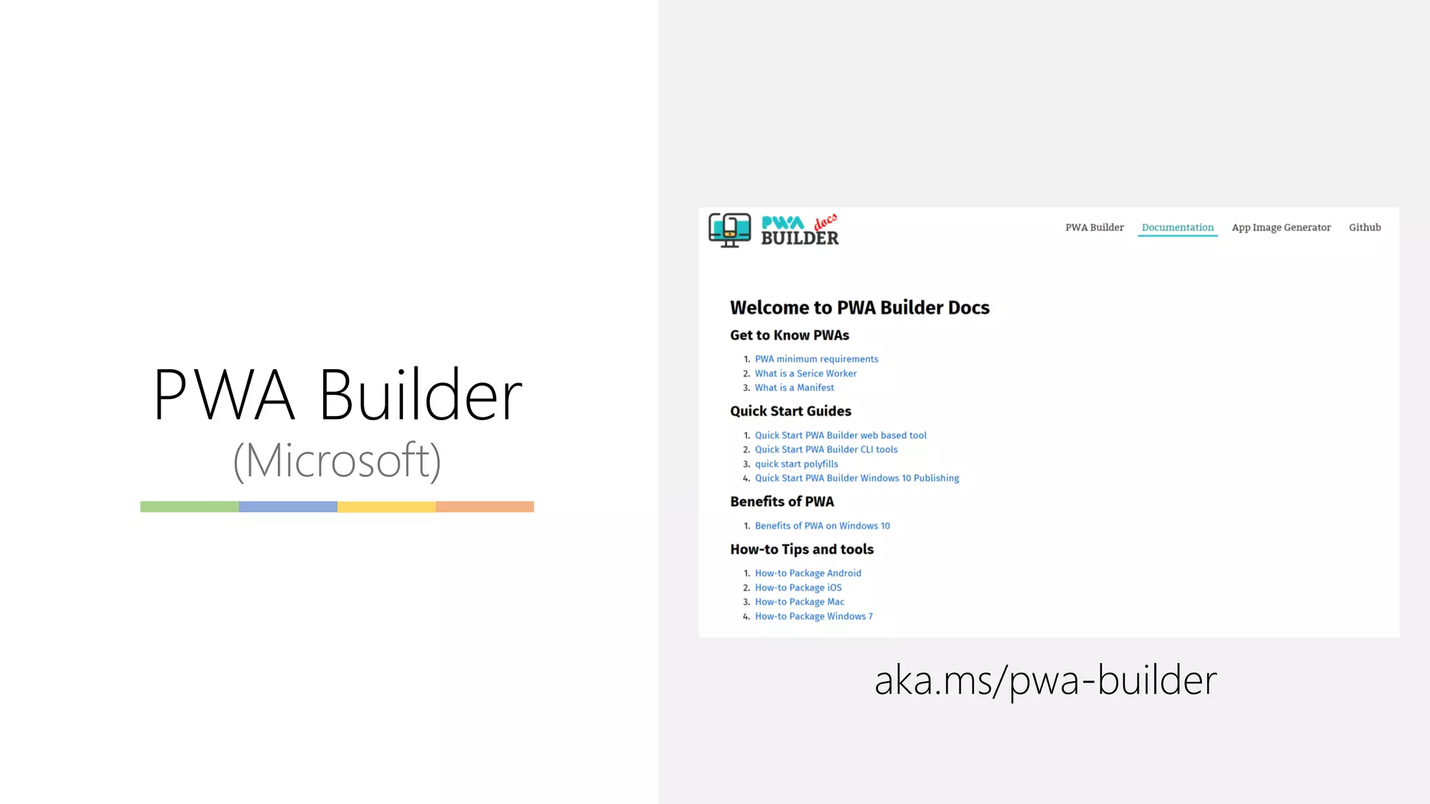 PWA Builder
(Microsoft)
aka.ms/pwa-builder
 