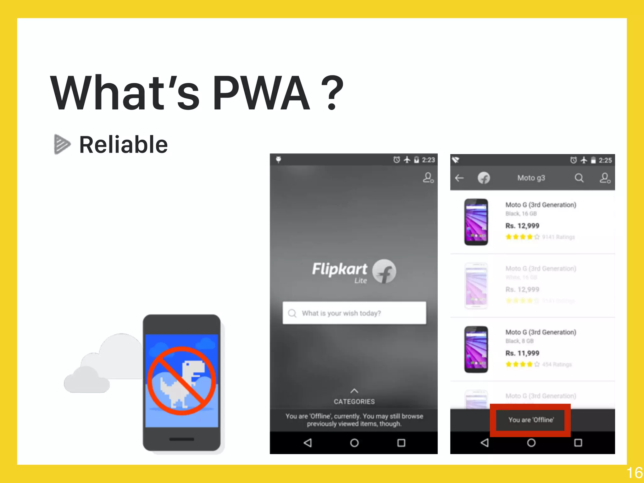 What’s PWA ?
Reliable
16
 
