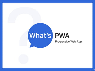 PWA
14
What’s
Progressive Web App
 