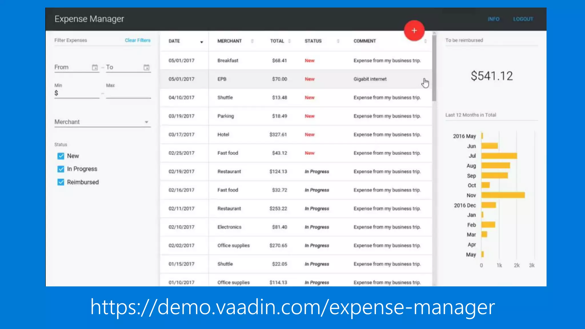 https://demo.vaadin.com/expense-manager
 