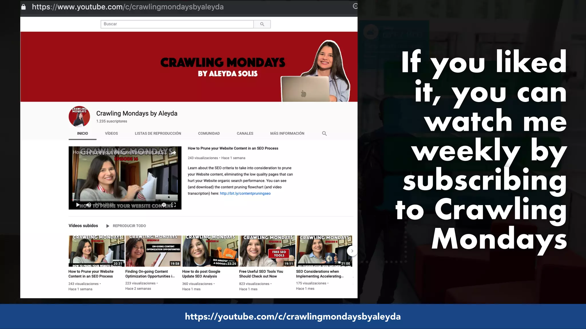 #pwaseo by @aleyda from #orainti at @digitaleliteday!
If you liked
it, you can
watch me
weekly by
subscribing
to Crawling
Mondays
https://youtube.com/c/crawlingmondaysbyaleyda
 