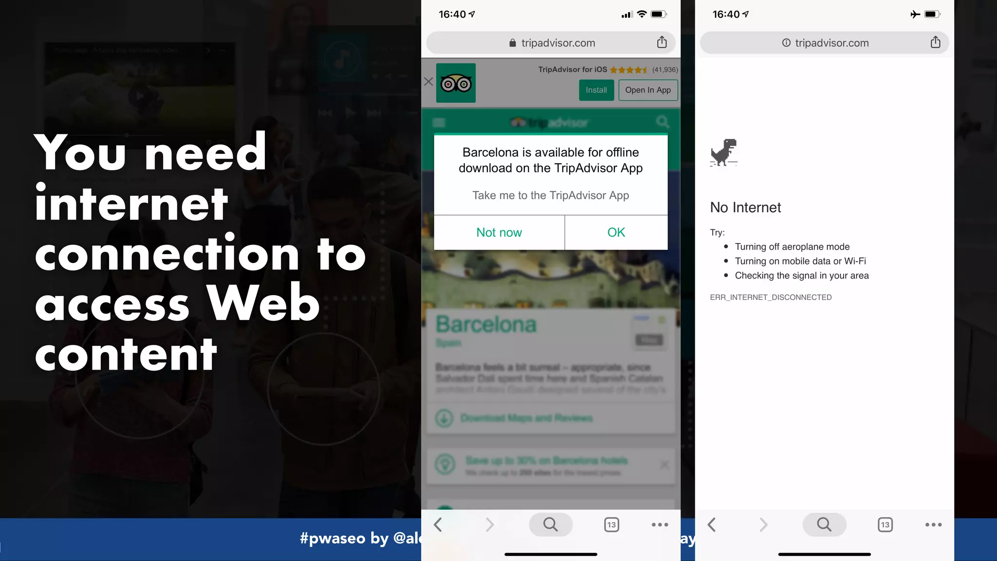 #pwaseo by @aleyda from #orainti at @digitaleliteday!
You need
internet
connection to
access Web
content
 