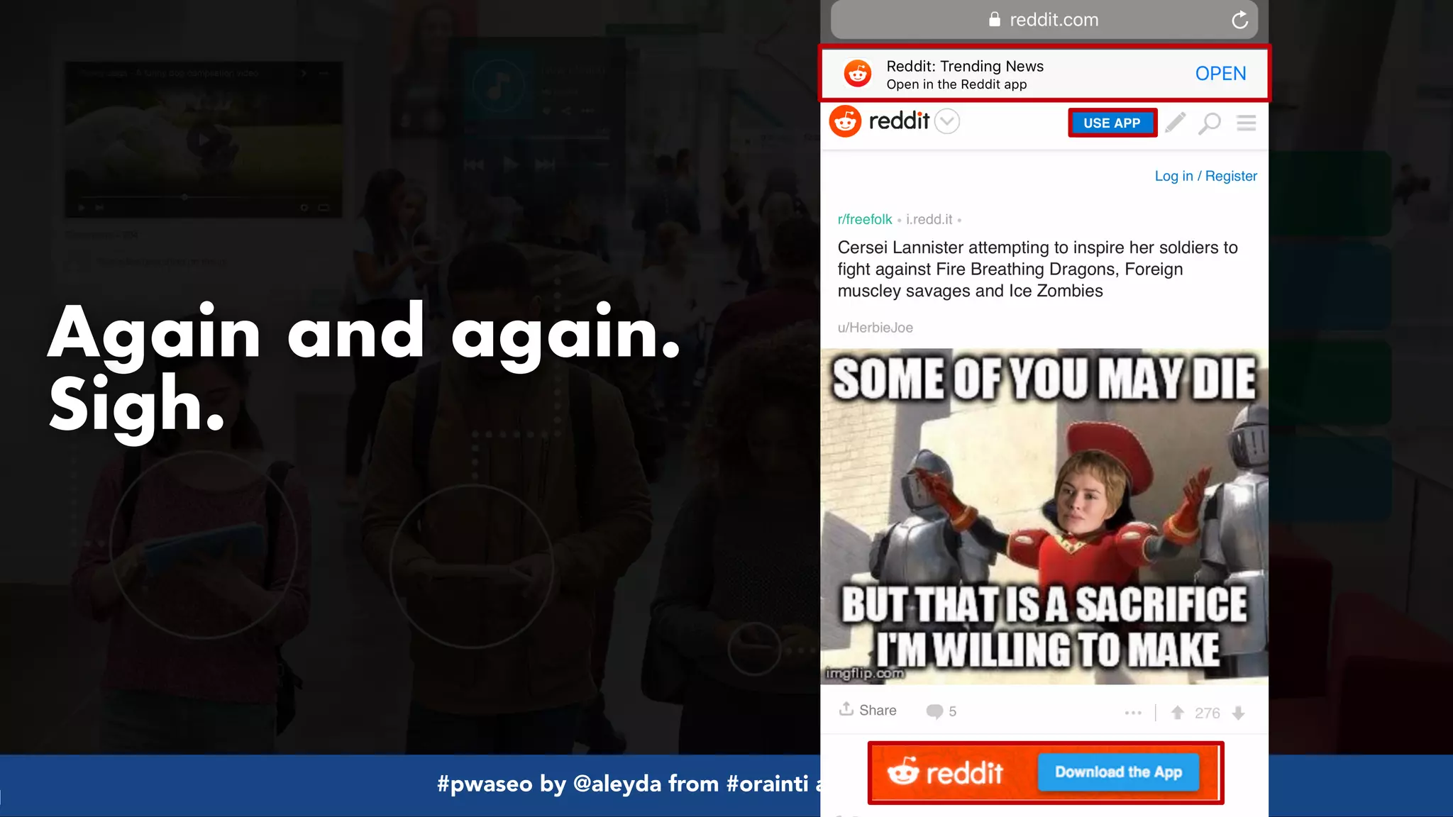 #pwaseo by @aleyda from #orainti at @digitaleliteday!
Again and again.
Sigh.
 