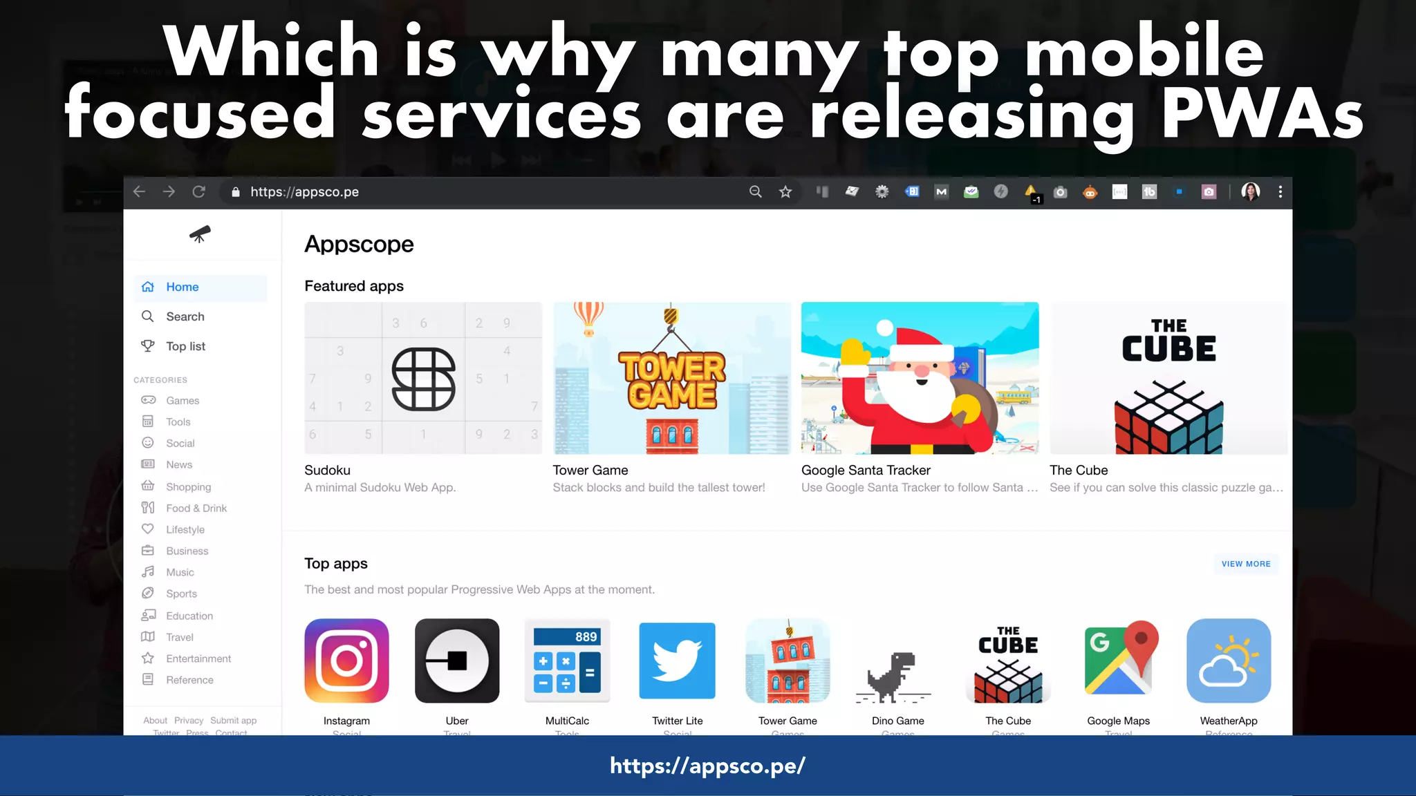 #pwaseo by @aleyda from #orainti at @digitaleliteday!
Which is why many top mobile
focused services are releasing PWAs
https://appsco.pe/
 