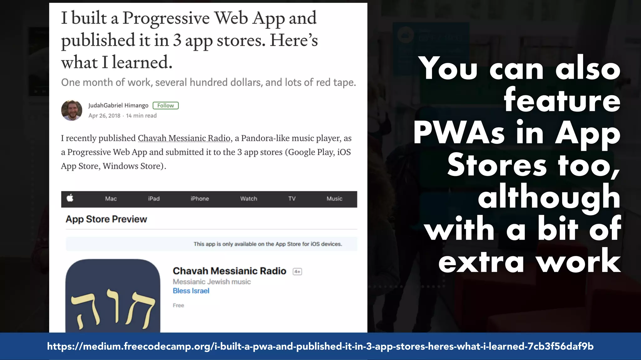 #pwaseo by @aleyda from #orainti at @digitaleliteday!
You can also
feature
PWAs in App
Stores too,
although
with a bit of
extra work
https://medium.freecodecamp.org/i-built-a-pwa-and-published-it-in-3-app-stores-heres-what-i-learned-7cb3f56daf9b
 