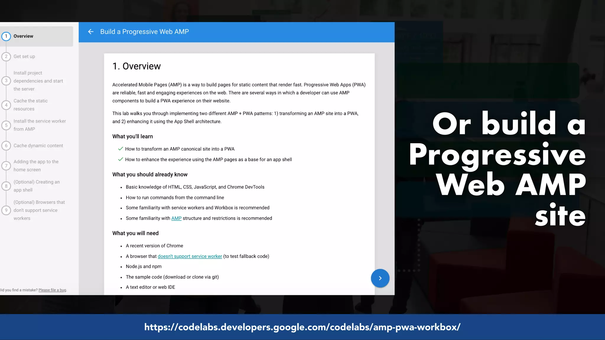 #pwaseo by @aleyda from #orainti at @digitaleliteday!
Or build a
Progressive
Web AMP
site
https://codelabs.developers.google.com/codelabs/amp-pwa-workbox/
 