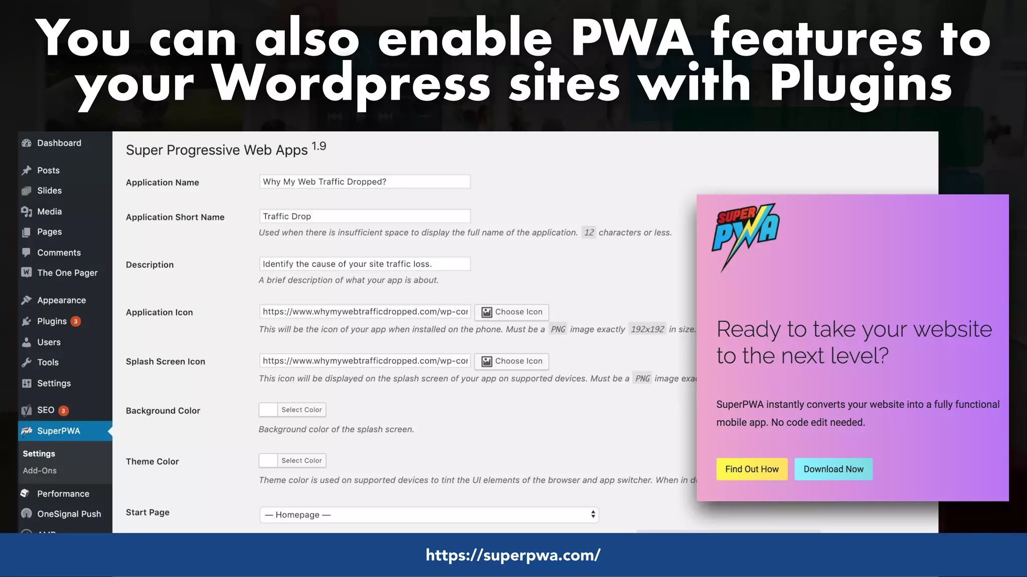 #pwaseo by @aleyda from #orainti at @digitaleliteday!
You can also enable PWA features to
your Wordpress sites with Plugins
https://superpwa.com/
 