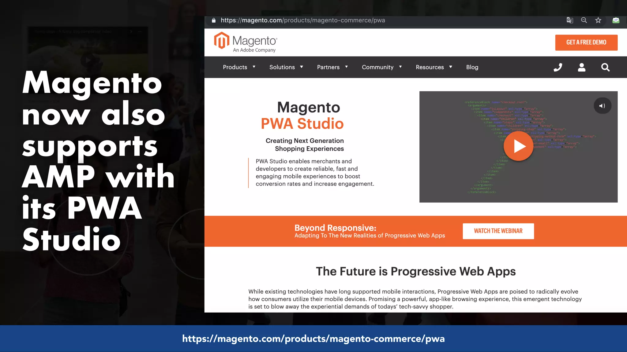 #pwaseo by @aleyda from #orainti at @digitaleliteday!
Magento
now also
supports
AMP with
its PWA
Studio
https://magento.com/products/magento-commerce/pwa
 