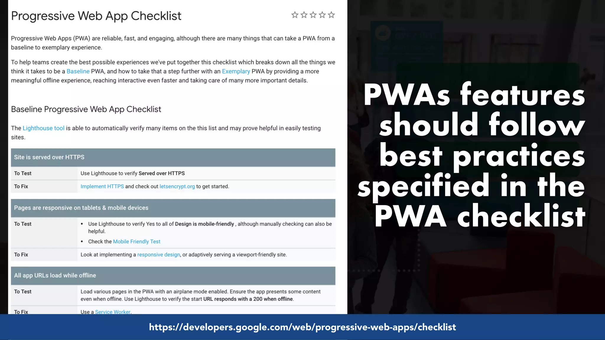 #pwaseo by @aleyda from #orainti at @digitaleliteday!
PWAs features
should follow
best practices
specified in the
PWA checklist
https://developers.google.com/web/progressive-web-apps/checklist
 