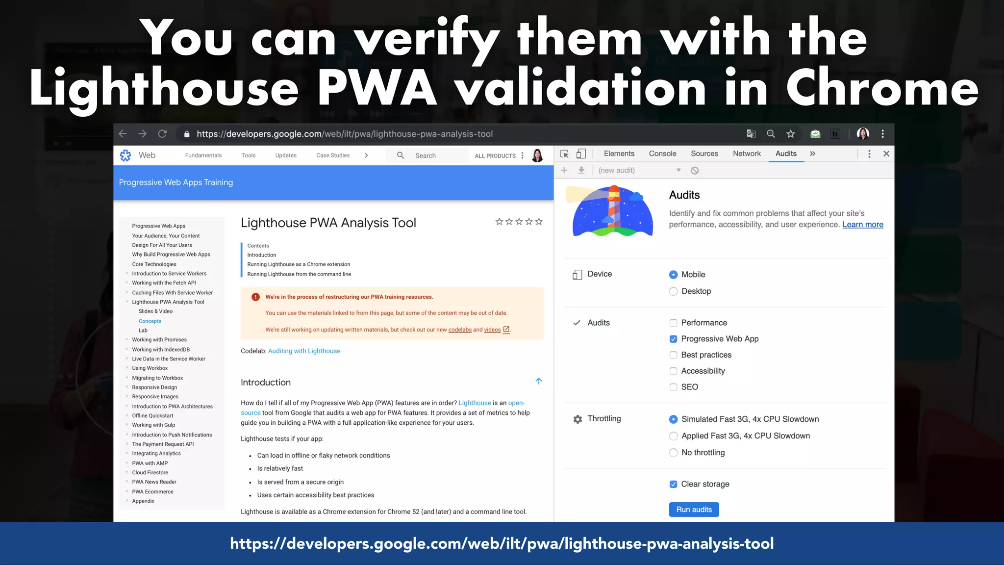 #pwaseo by @aleyda from #orainti at @digitaleliteday!
You can verify them with the
Lighthouse PWA validation in Chrome
https://developers.google.com/web/ilt/pwa/lighthouse-pwa-analysis-tool
 