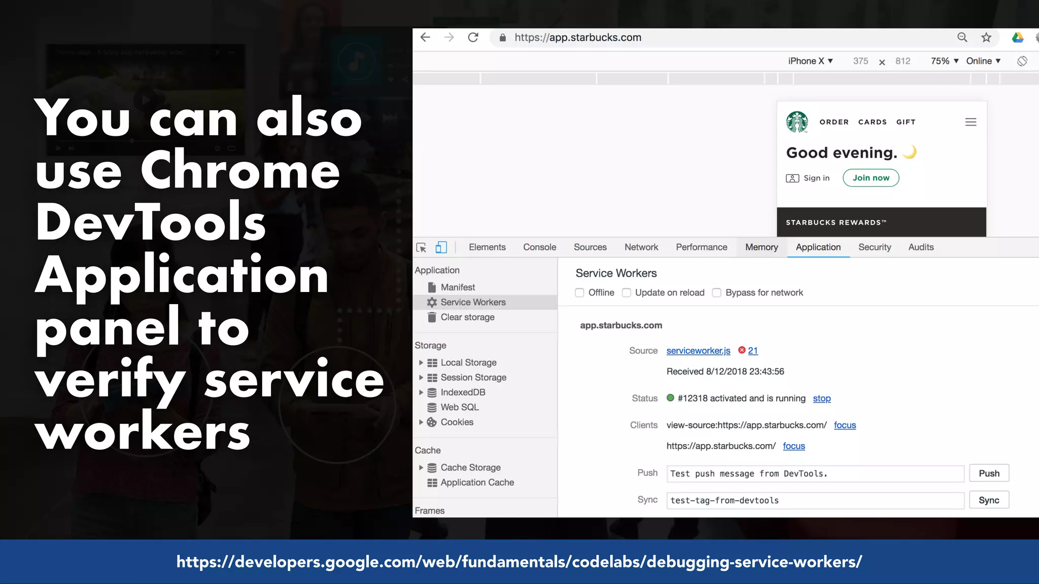 #pwaseo by @aleyda from #orainti at @digitaleliteday!
You can also
use Chrome
DevTools
Application
panel to
verify service
workers
https://developers.google.com/web/fundamentals/codelabs/debugging-service-workers/
 