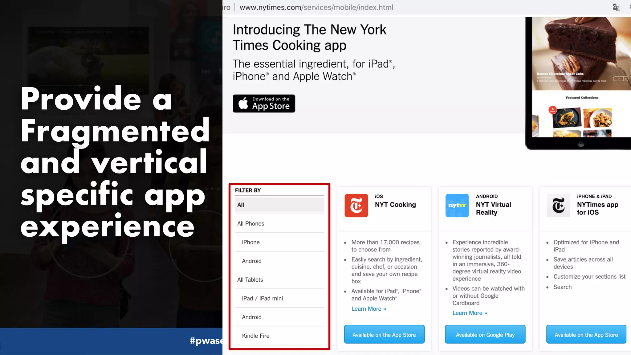 #pwaseo by @aleyda from #orainti at @digitaleliteday!
Provide a
Fragmented
and vertical
specific app
experience
 