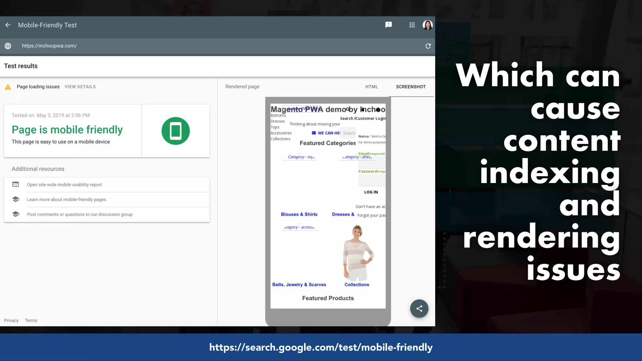 #pwaseo by @aleyda from #orainti at @digitaleliteday!
Which can
cause
content
indexing
and
rendering
issues
https://search.google.com/test/mobile-friendly
 