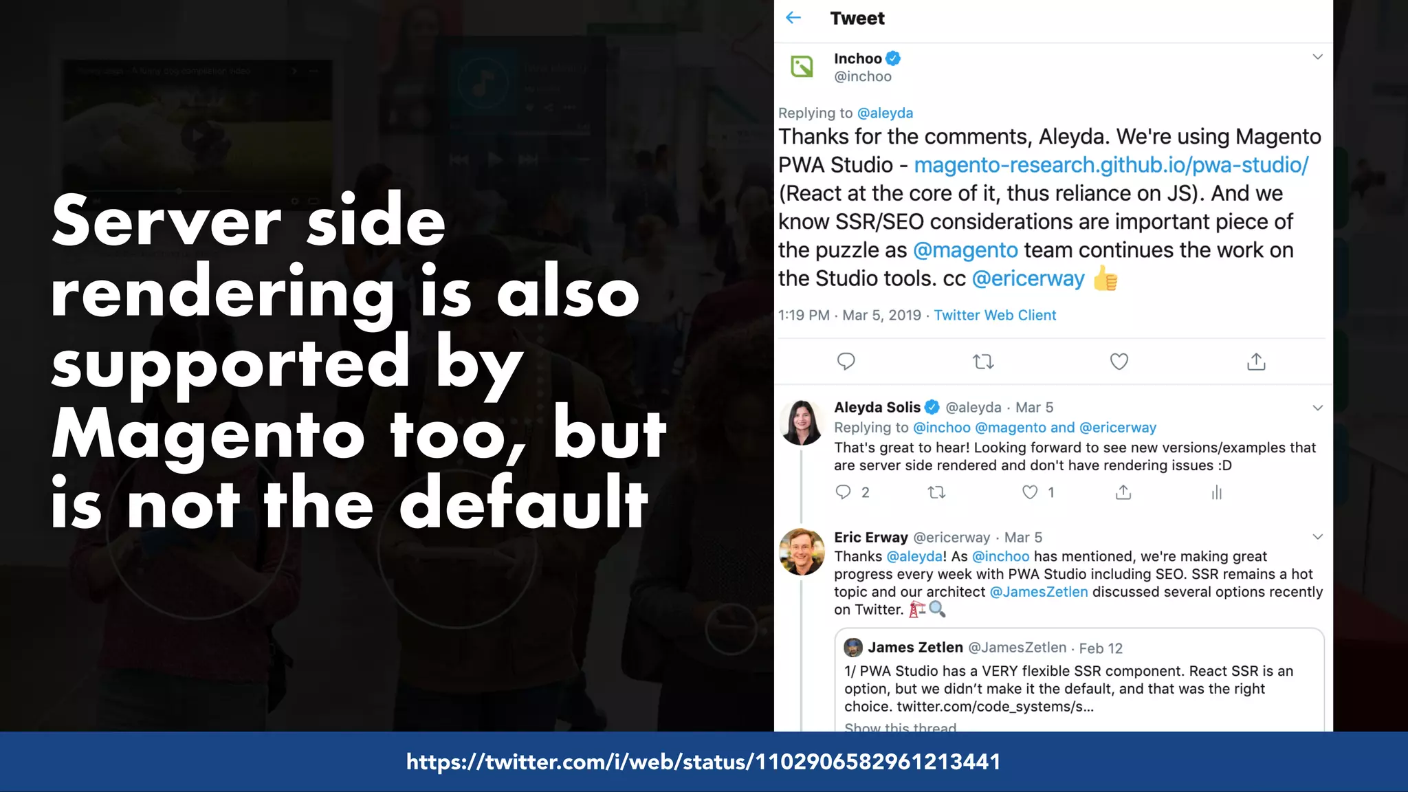 #pwaseo by @aleyda from #orainti at @digitaleliteday!
Server side
rendering is also
supported by
Magento too, but
is not the default
https://twitter.com/i/web/status/1102906582961213441
 