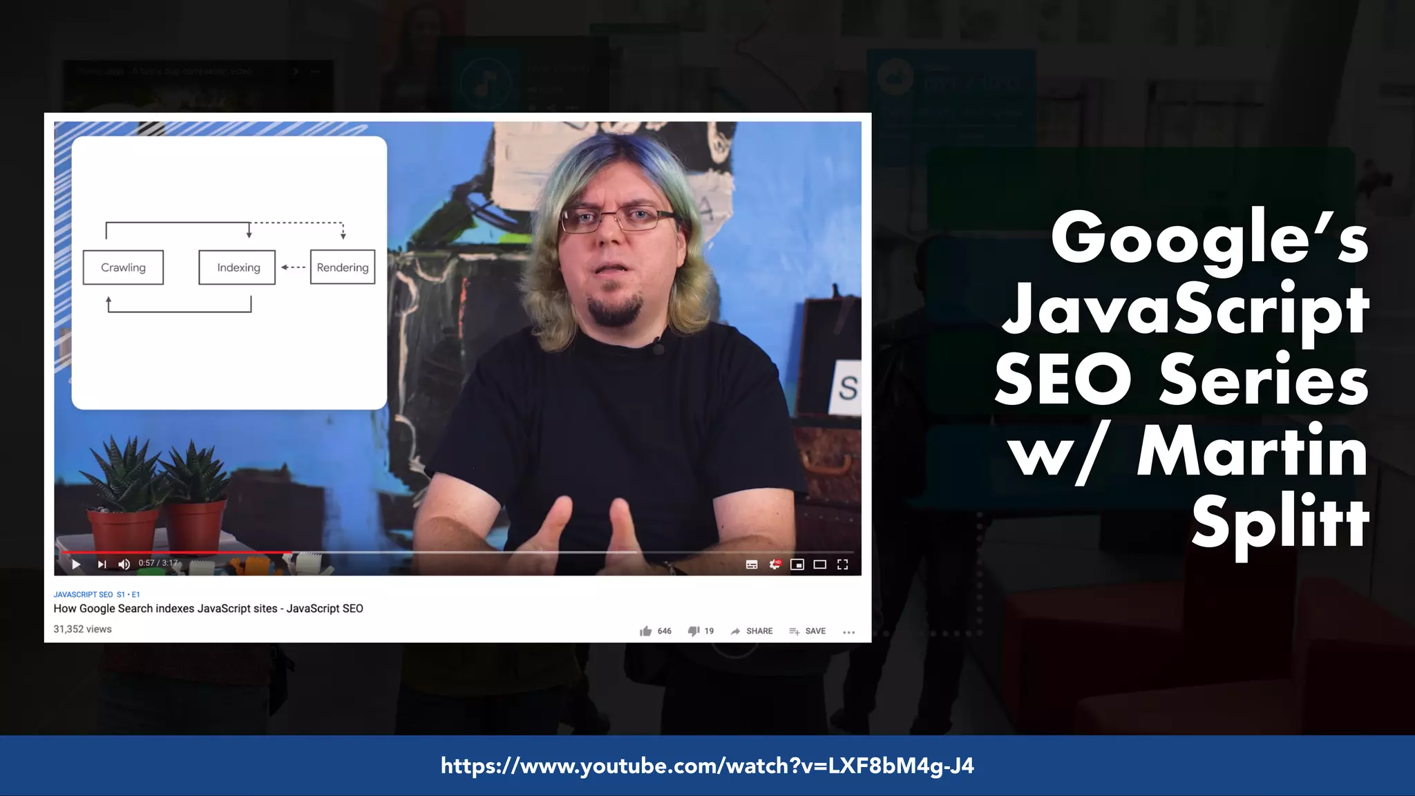 #pwaseo by @aleyda from #orainti at @digitaleliteday!
https://www.youtube.com/watch?v=LXF8bM4g-J4
Google’s
JavaScript
SEO Series
w/ Martin
Splitt
 