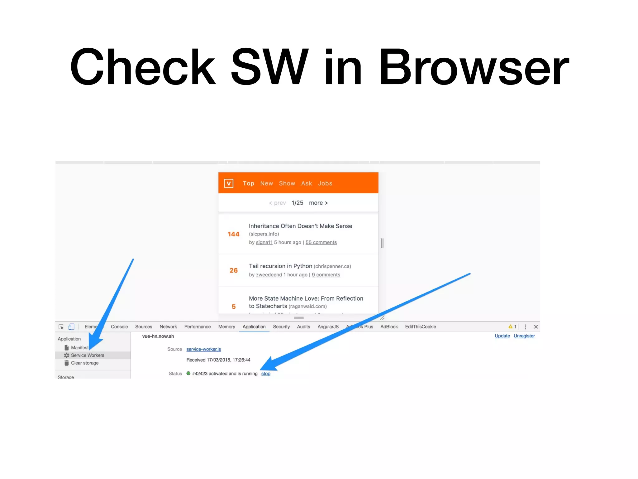 Check SW in Browser
 