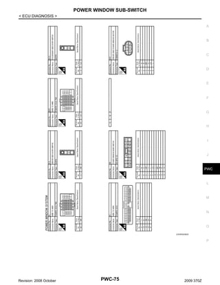POWER WINDOW SUB-SWITCH
< ECU DIAGNOSIS >
A

B

C

D

E

F

G

H

I

J

PWC

L

M

N

O
JCKWA2036GB

P

Revision: 2008 October

PWC-75

2009 370Z

 