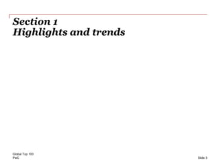 PwC
Section 1
Highlights and trends
Global Top 100
Slide 3
 