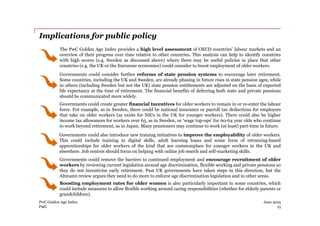 PwC
Implications for public policy
The PwC Golden Age Index provides a high level assessment of OECD countries’ labour mar...