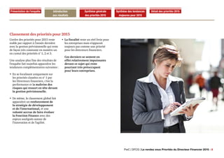Etude PwC sur les priorités 2015 des directeurs financiers (déc. 2014)