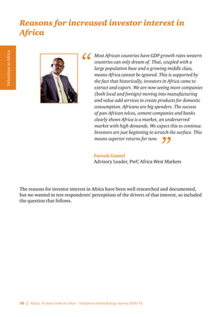 PwC Corporate Finance | 27
ValuationsinAfrica
Main
TOC
Section
TOC
Q:	 Please indicate how much you agree with each of the...