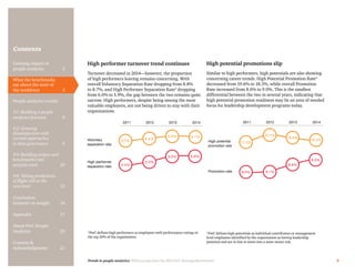 Trends in people analytics: With excerpts from the 2015 PwC Saratoga Benchmarks 4
Contents
High potential promotions slip
...